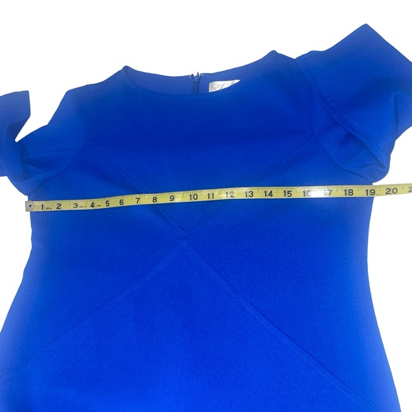 Eliza J Crisscross Seam Crepe Career Sheath 3/4 sleeves Dress Sz 12P - Picture 9 of 14